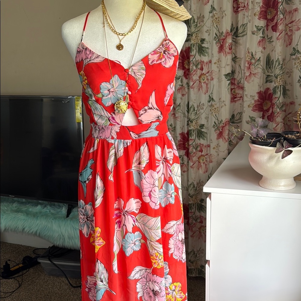 Floral Red Maxi Dress